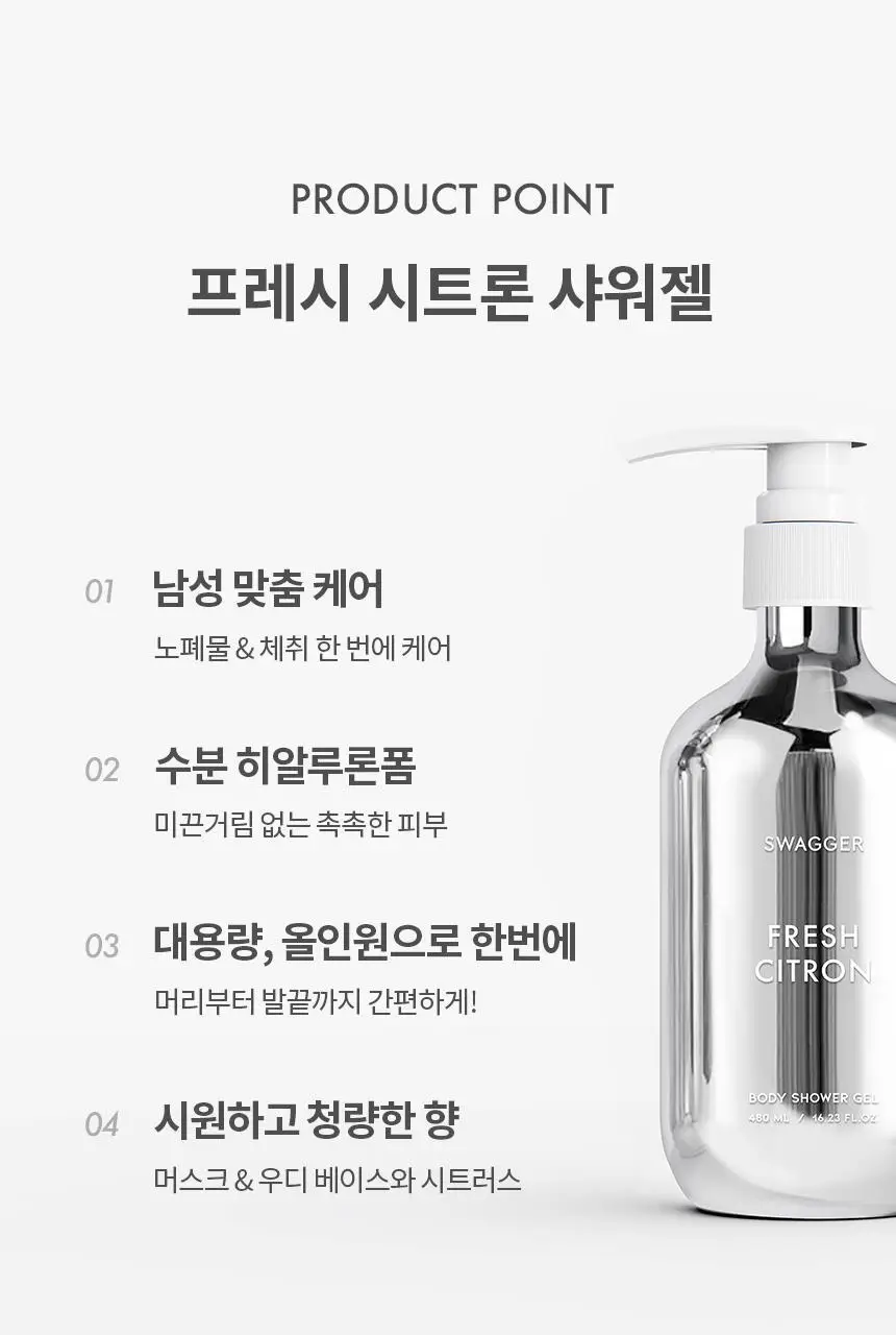 [샴푸겸용] 스웨거 프레시 시트론 바디 샤워젤 480ml 상세페이지 10